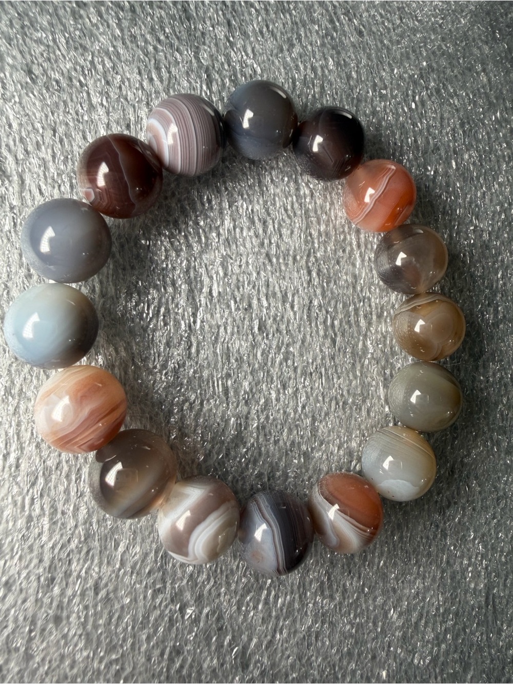 12MM Banded Agate Natural Crystal Bracelet